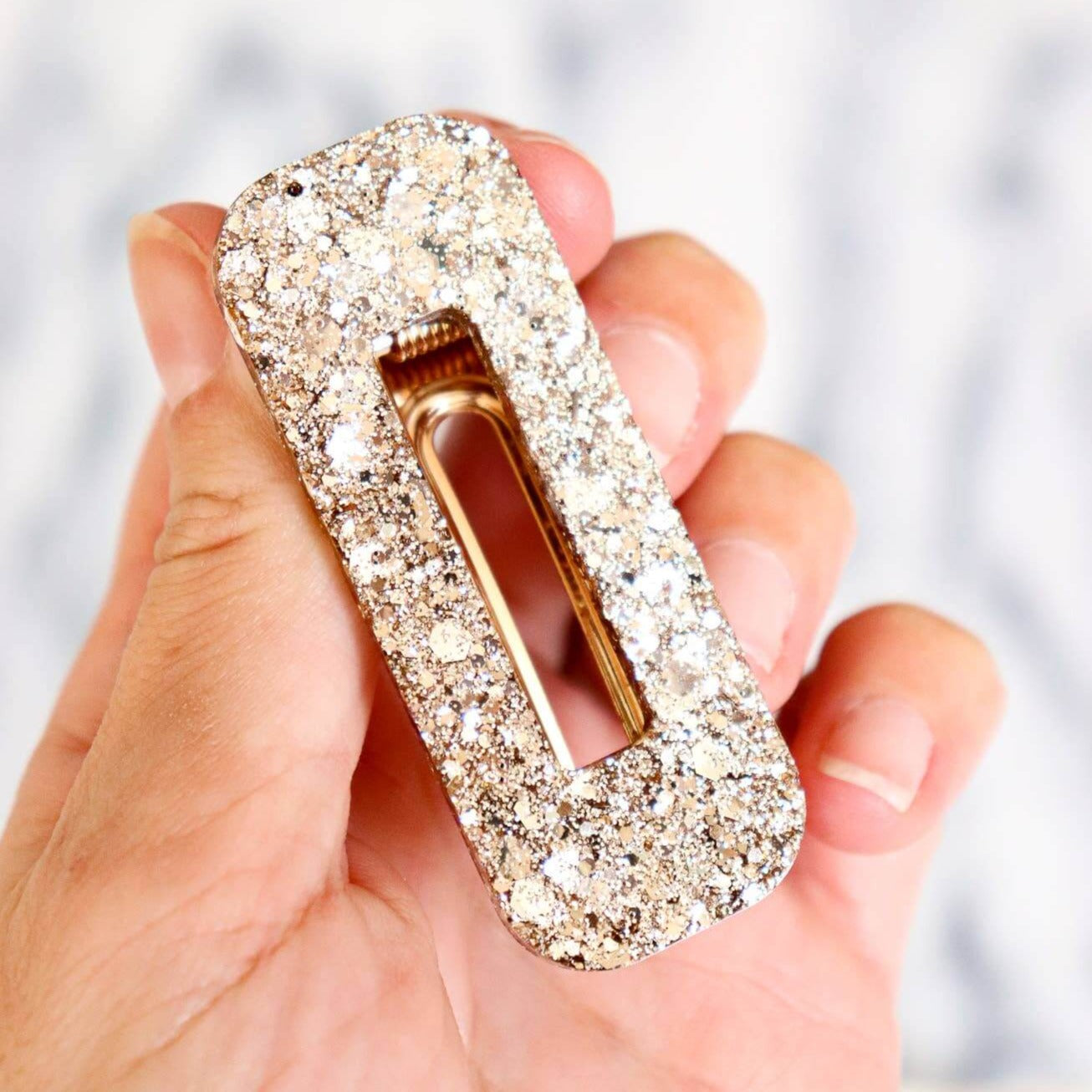 Barrette cheveux résine paillettes Champagne - Autours Madame