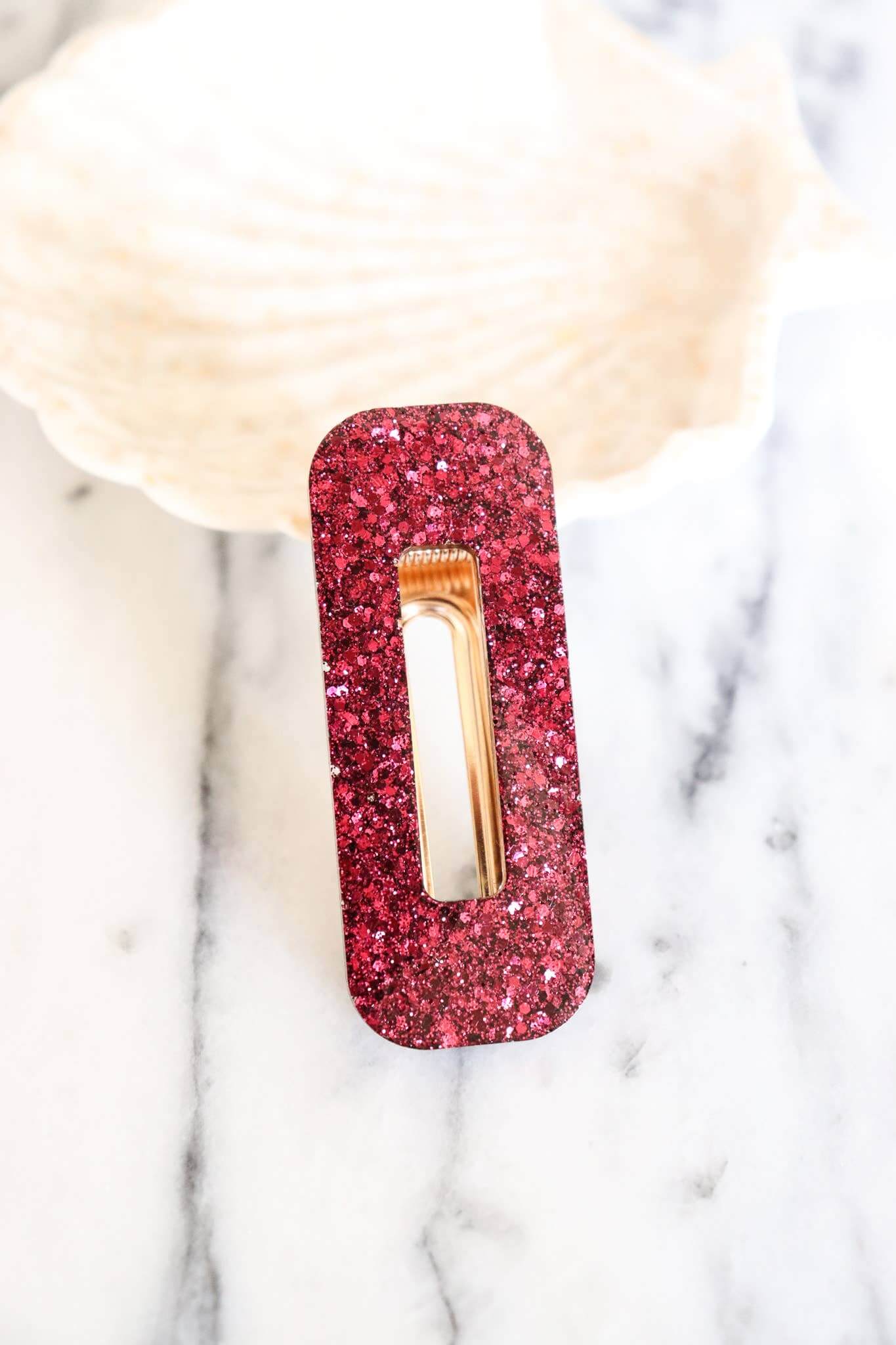 Barrette rectangle paillettes rouge - Autours Madame