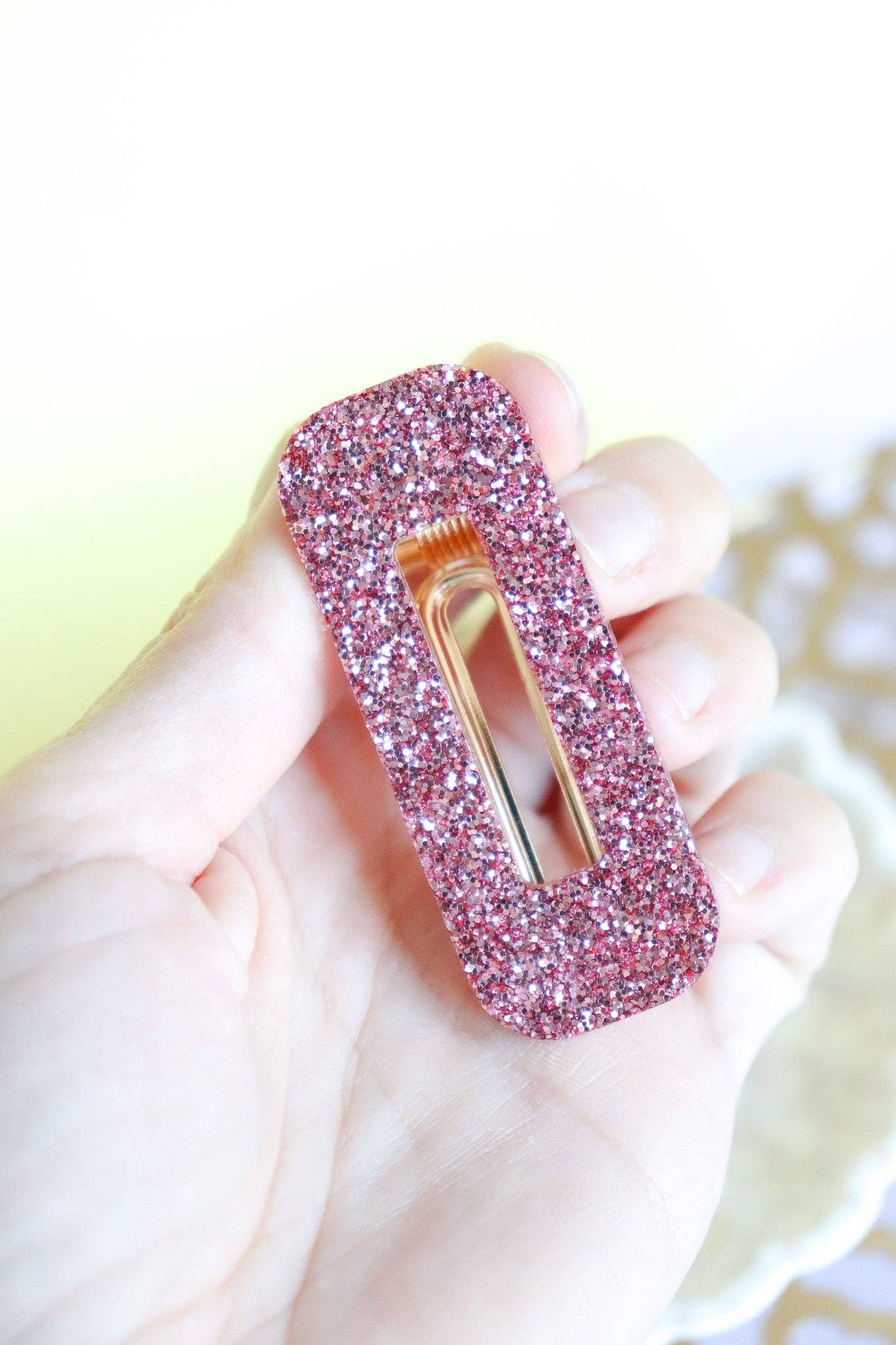 Barrette à paillettes rose