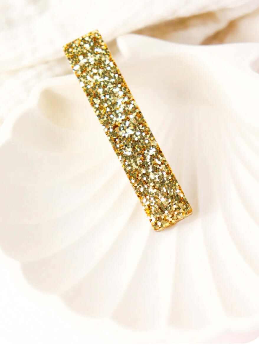 Barrette cheveux droite paillettes dorées - Autours Madame