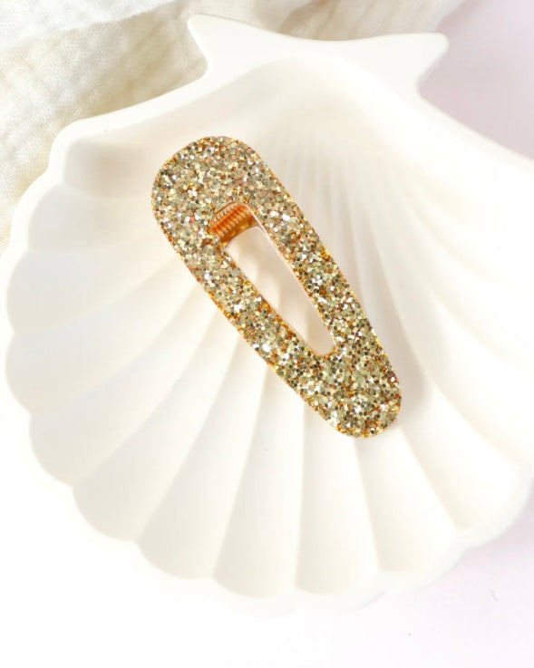 Barrette cheveux en résine à paillettes dorées - Autours Madame