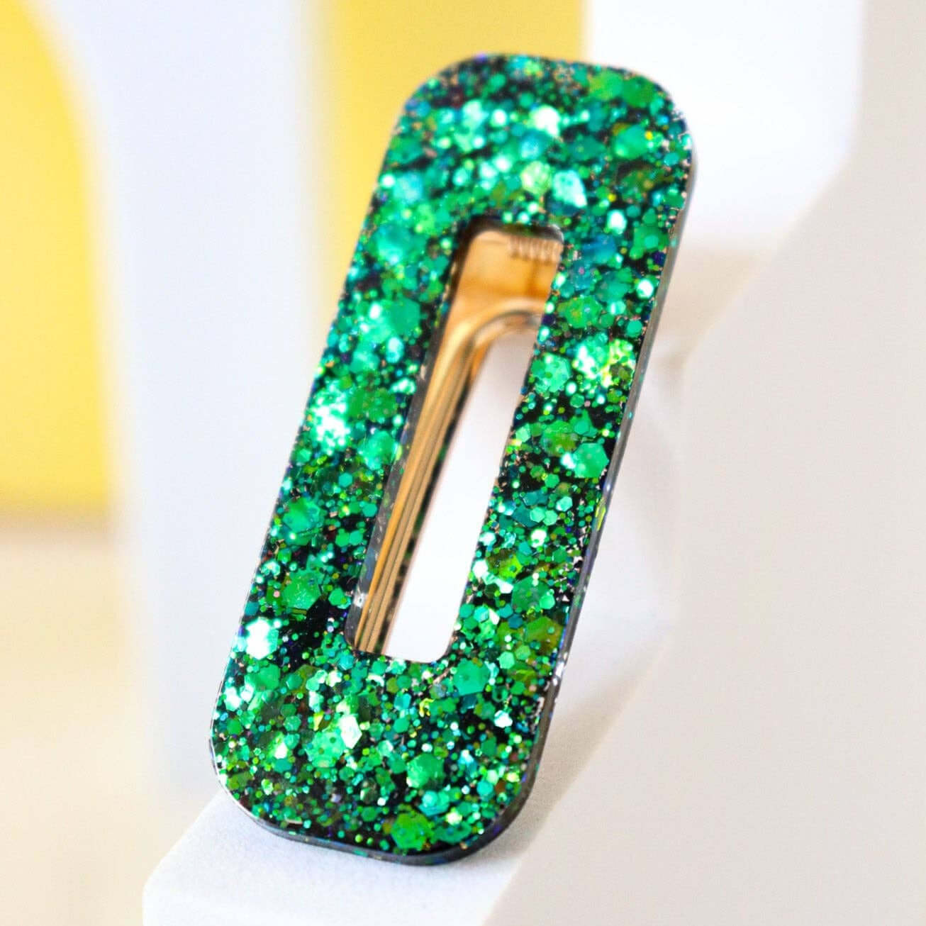 Barrette résine paillettes sapin - Autours Madame