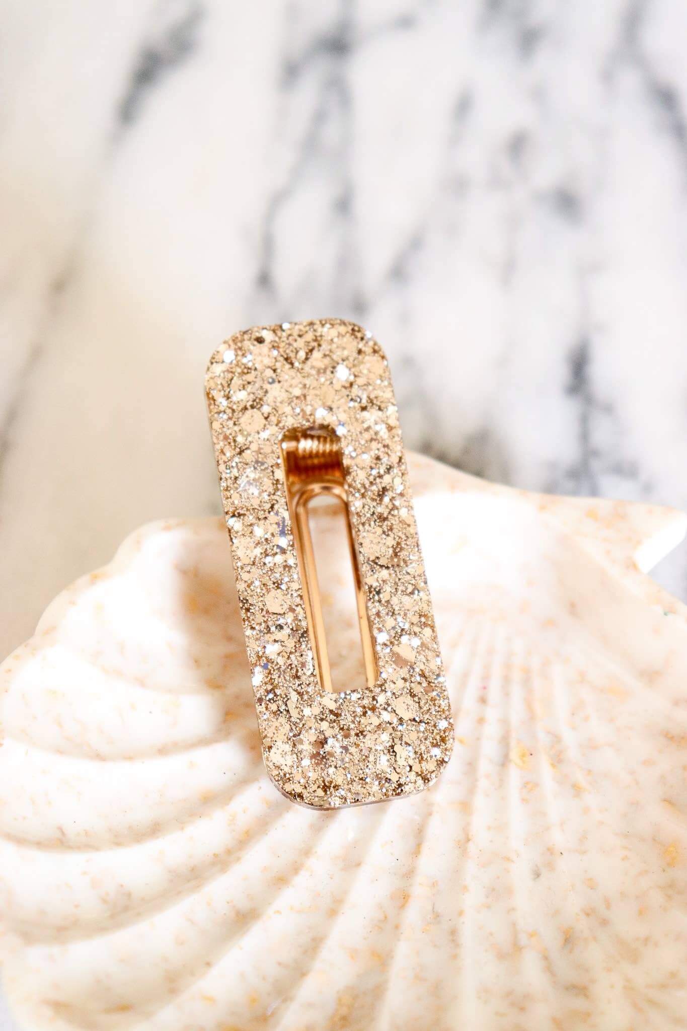 Barrette résine paillettes Champagne - Autours Madame