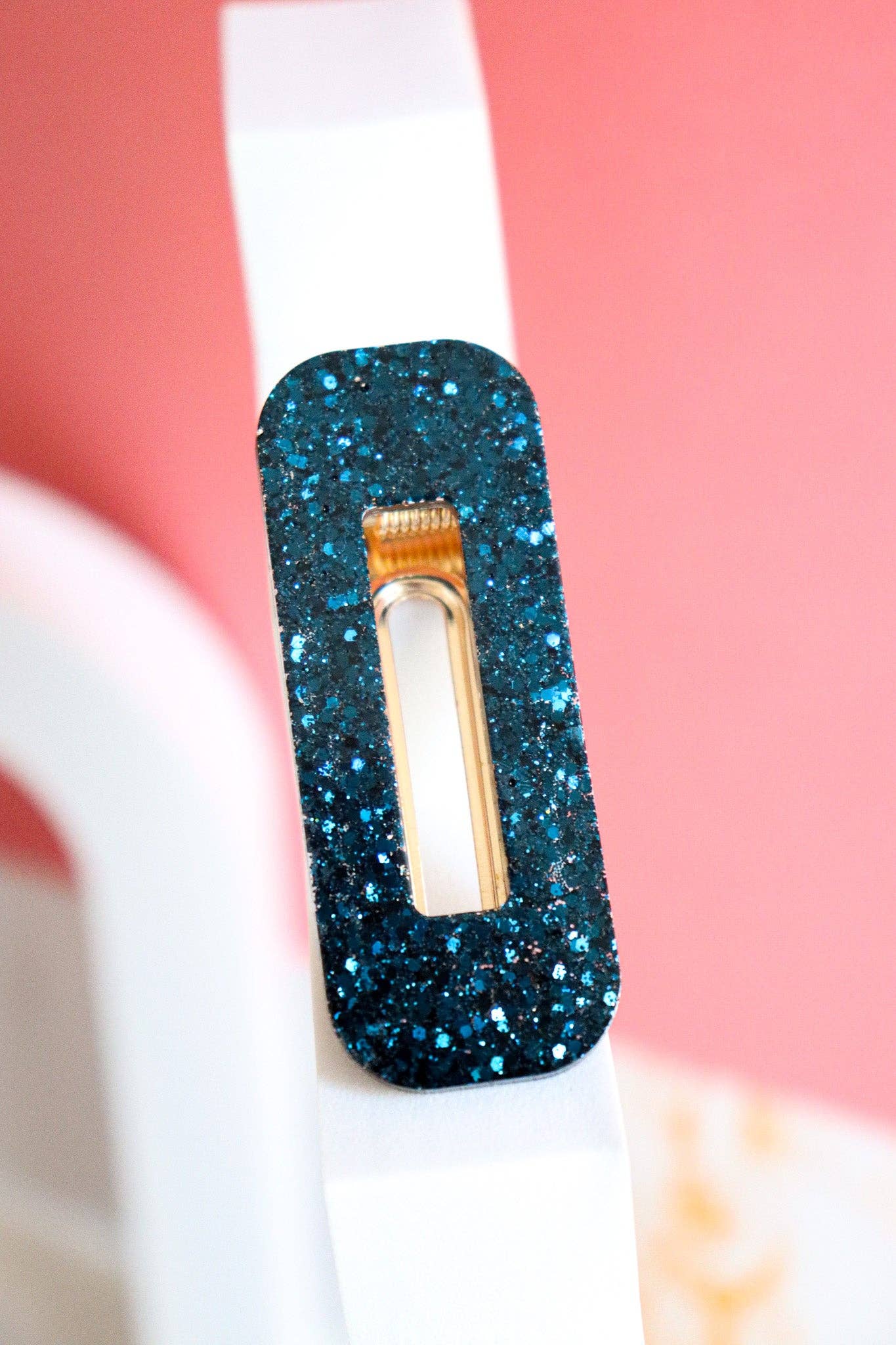 Barrette cheveux résine paillettes bleu noir - Autours Madame