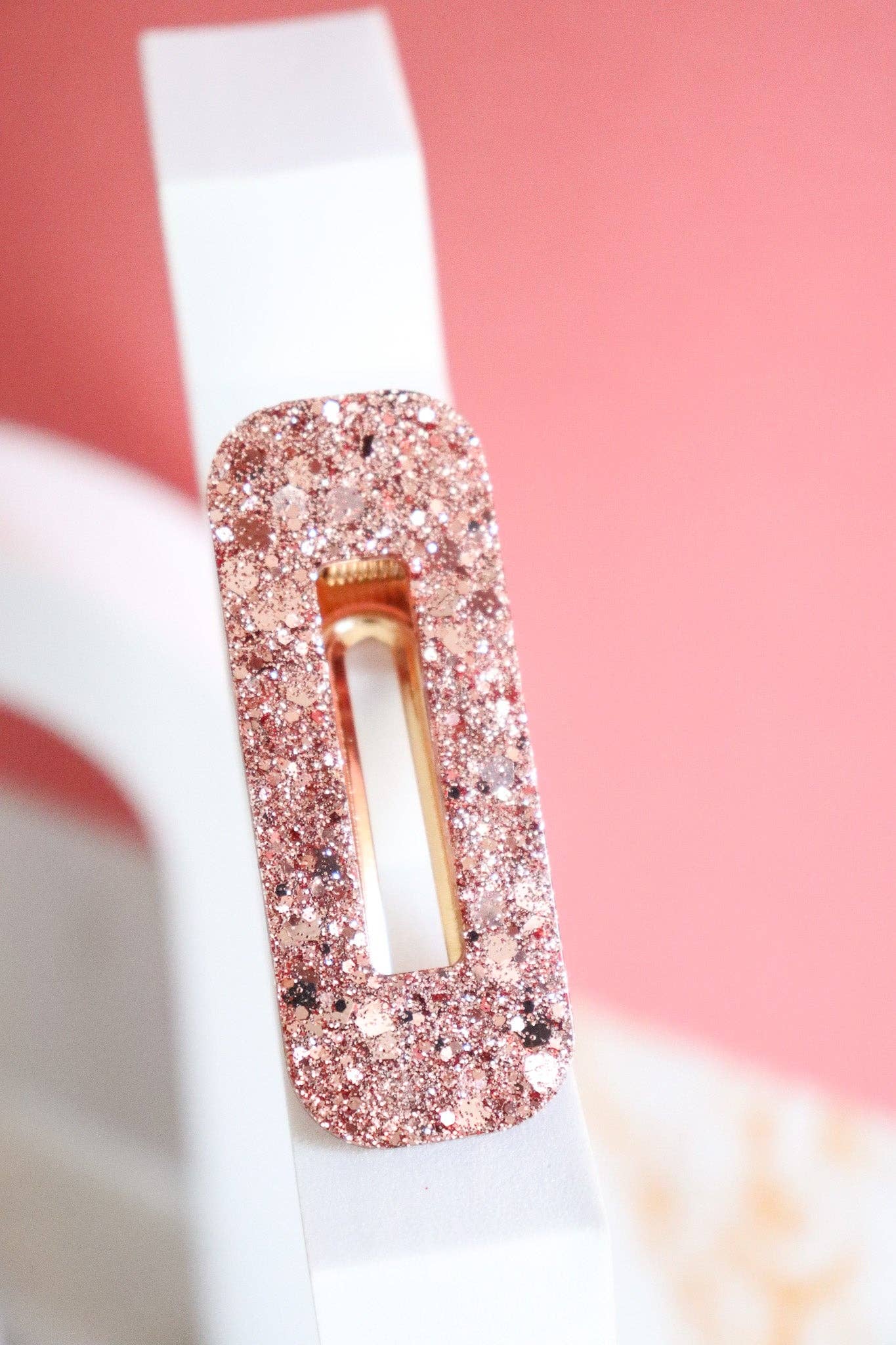 Barrette cheveux rectangle paillettes rose gold - Autours Madame