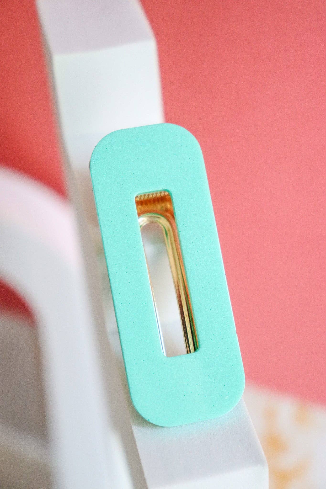 Barrette cheveux rectangle vert pastel - Autours Madame