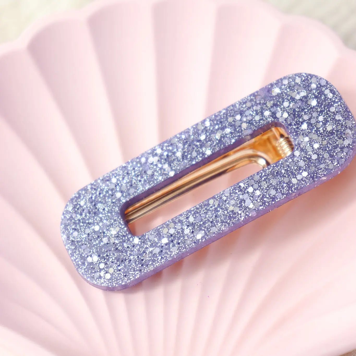 Barrette rectangle paillettes indigo - Autours Madame