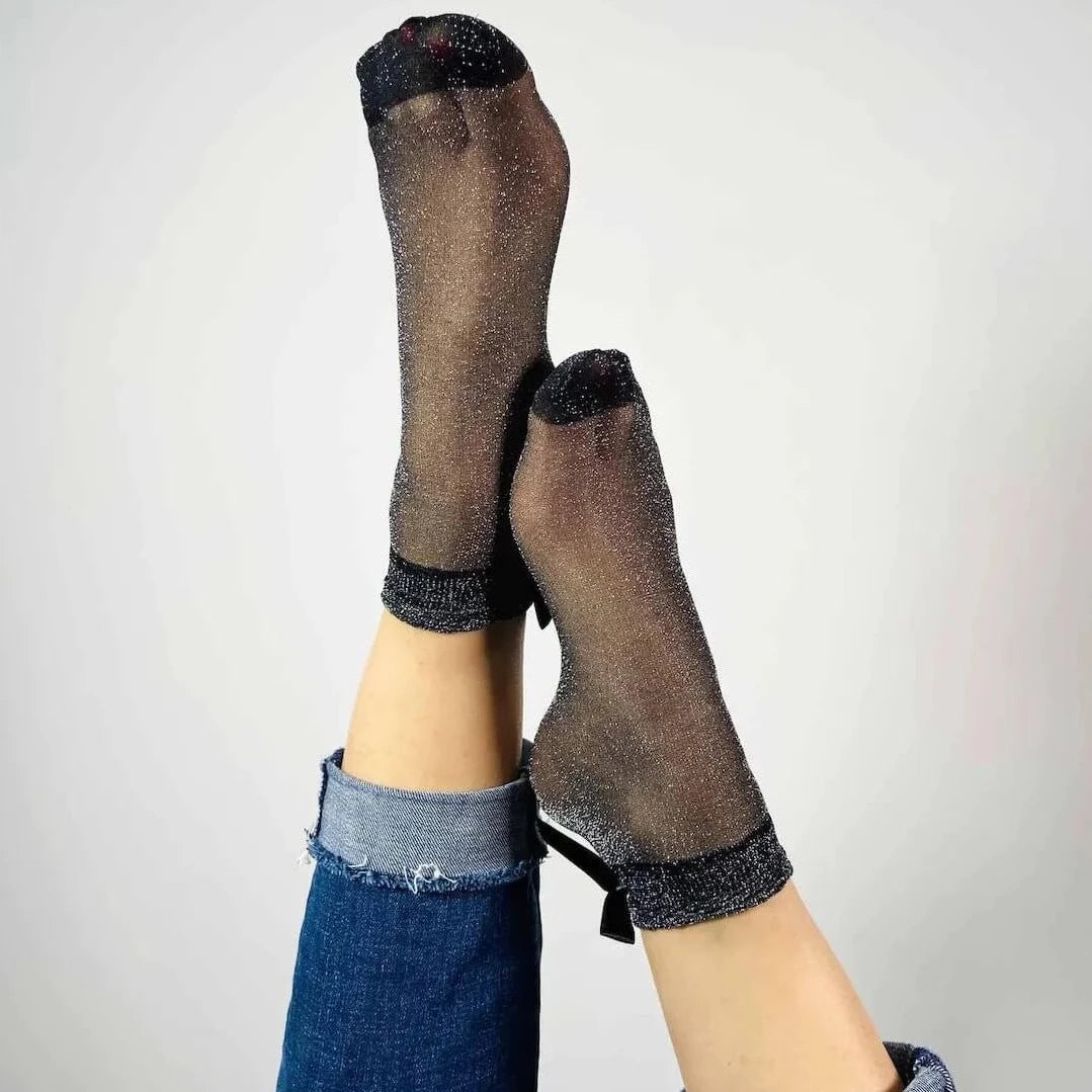 Chaussettes / Socquettes Sandrine paillettes Noir - Autours Madame