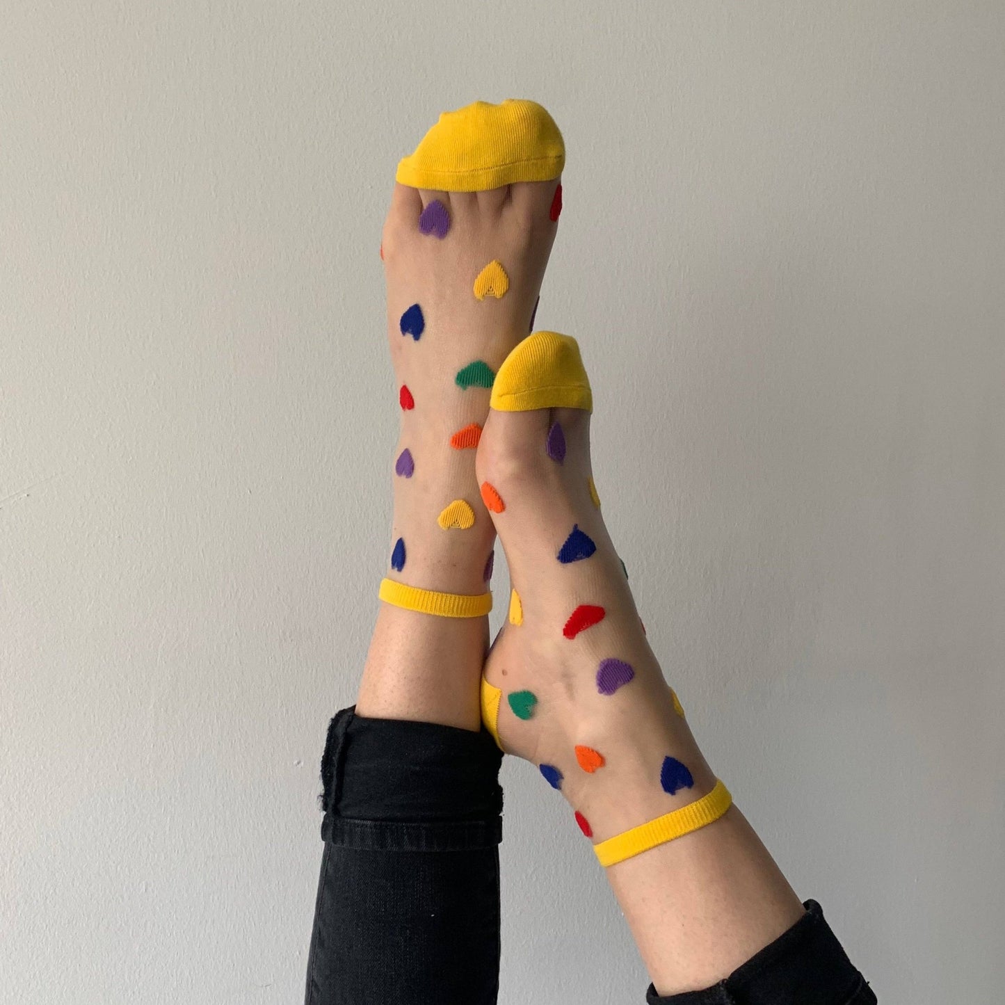 Chaussettes transparentes cœurs colorées - Autours Madame