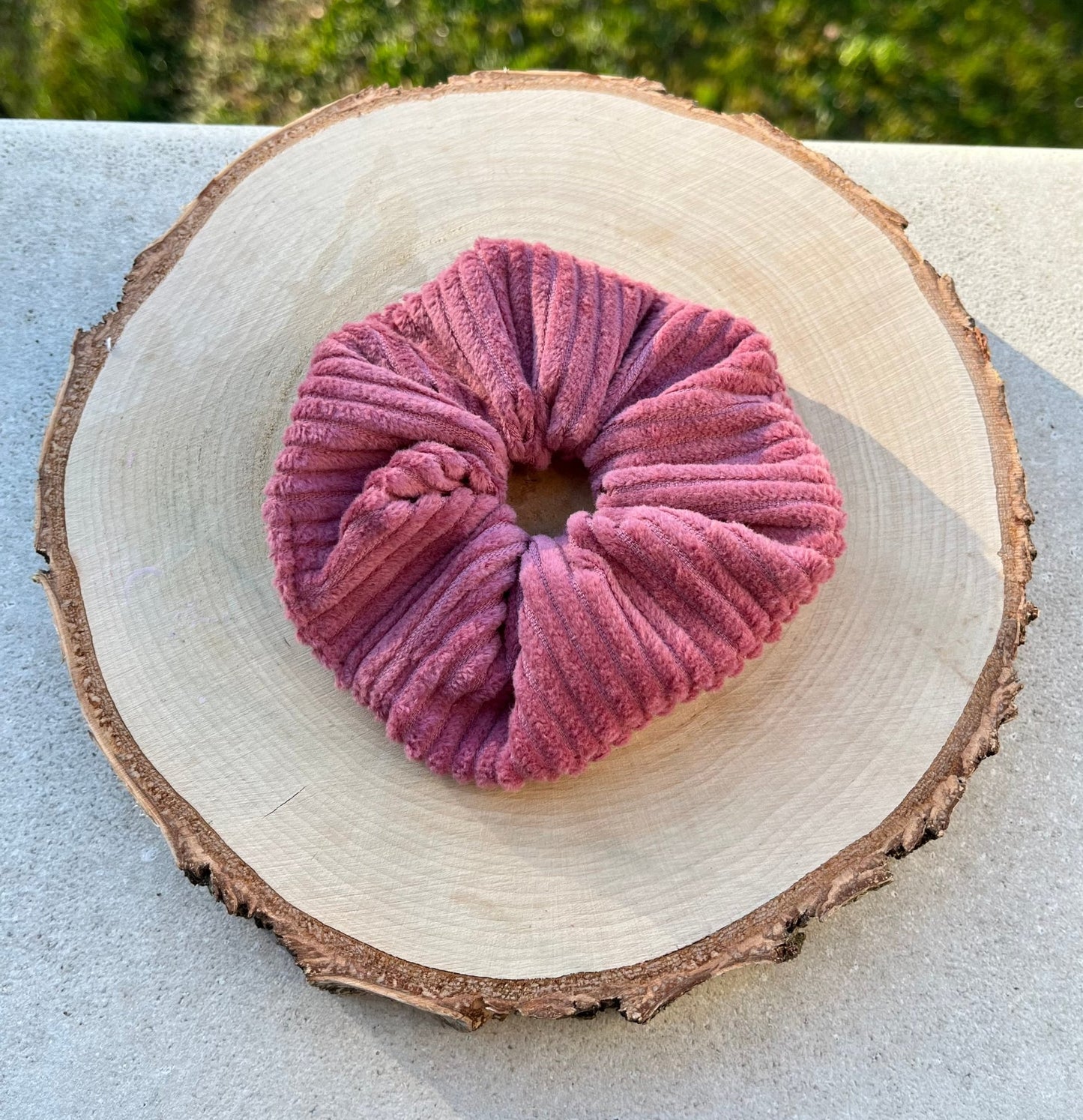 Chouchou velours côtelé vieux rose - Autours Madame