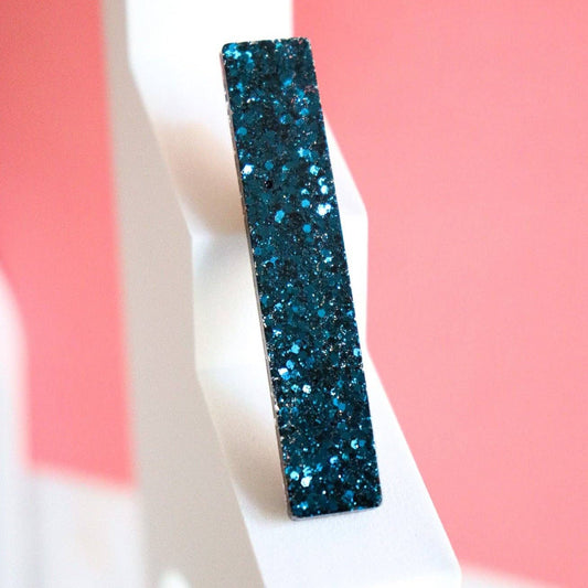 Barrette droite à paillettes bleu noir - Autours Madame